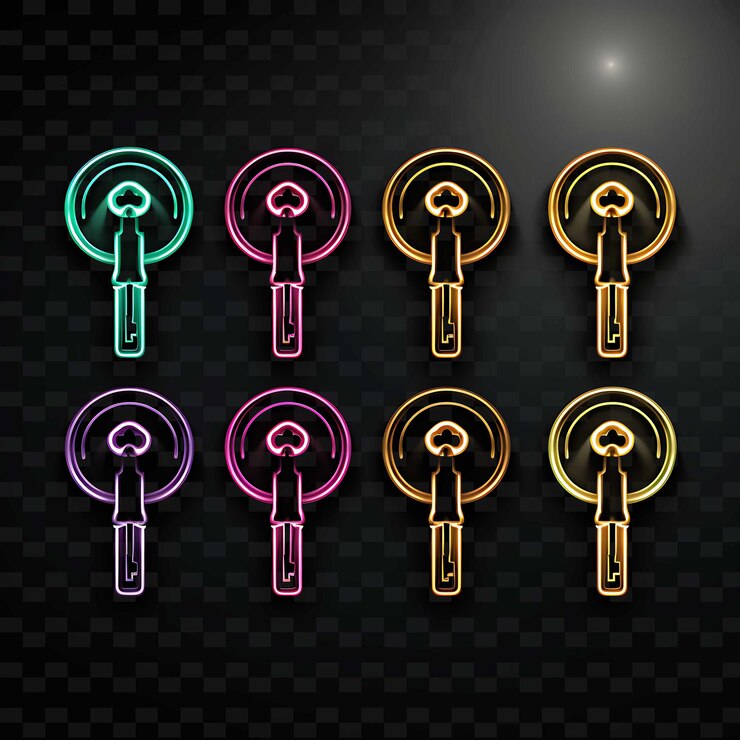 PSD elemen desain modern garis neon emoji kreatif png untuk karya seni yang semarak dan menawan