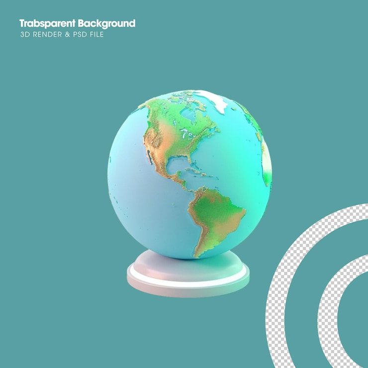 PSD elemen globe bumi psd terisolasi objek 3d