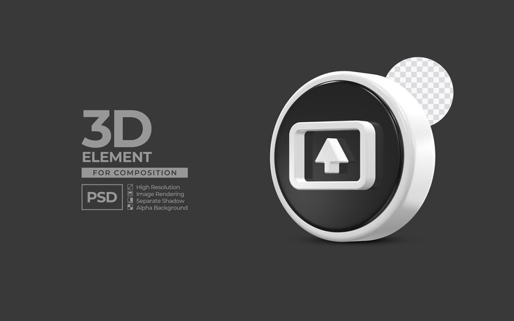 PSD elemen ikon 3d media sosial untuk komposisi premium psd