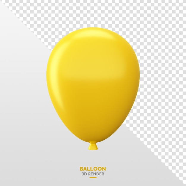 PSD Élément de ballon jaune réaliste 3d isolé