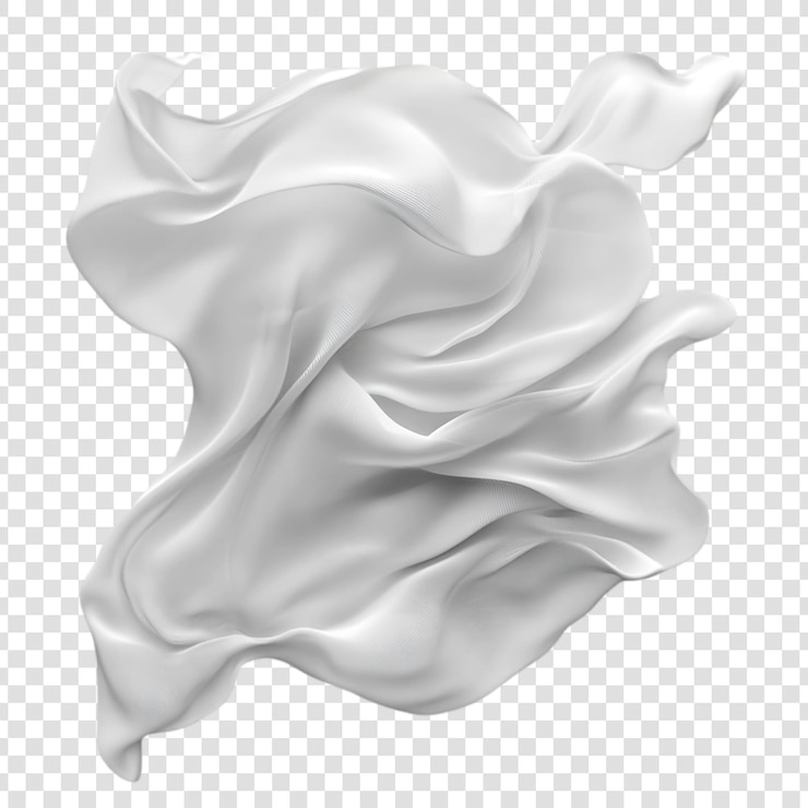 PSD élément de conception de drapeau élégant en tissu de soie blanc coulant
