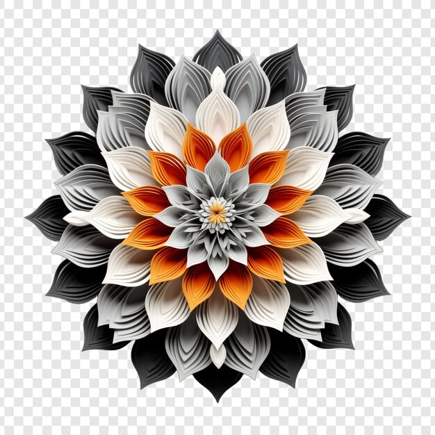 PSD Élément de conception fractale de mandala avec un motif de fleur isolé sur un fond transparent