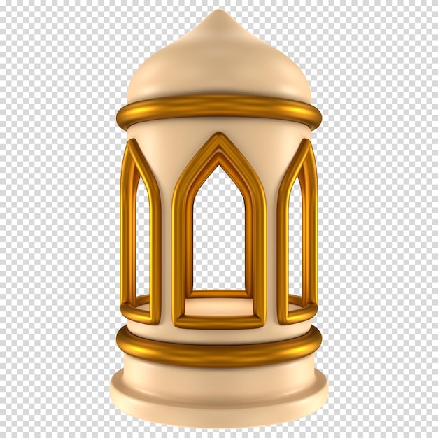 Élément De Conception De Lanterne Islamique En Bronze Brun 3d Avec Rendu 3d De Couleur Métallique