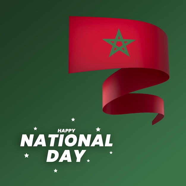 Élément De Drapeau Du Maroc Conception Ruban De Bannière De La Fête De L'indépendance Nationale Psd