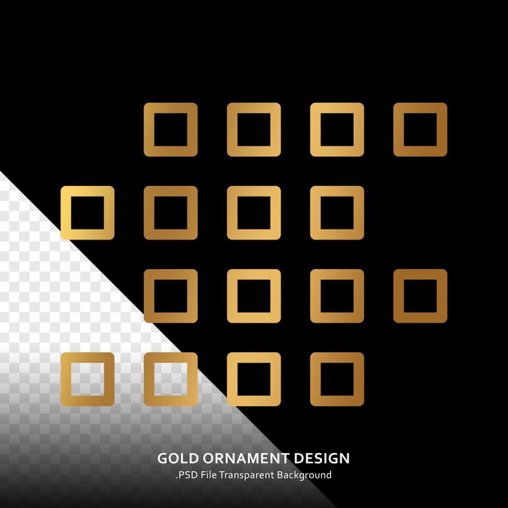 PSD élément géométrique d'or carré de luxe design tempat modèle de conception d'ornement doré transparent