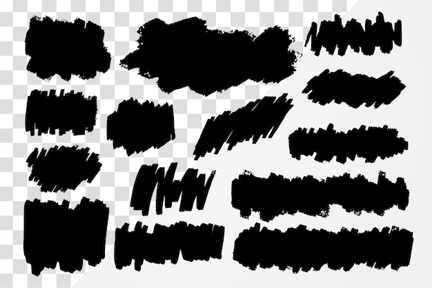 Élément graphique à pinceau noir collection d'autocollants png