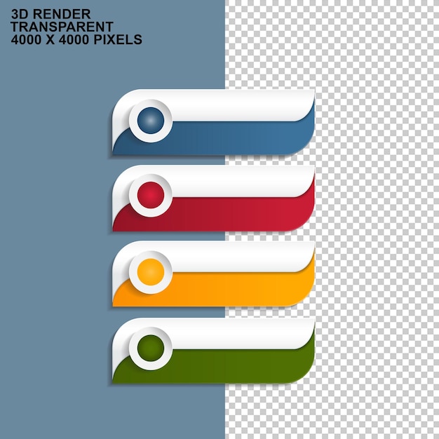 PSD Élément graphique ppt élément quatre assorti papiers de couleur produits chimiques élément ruban pngpsd