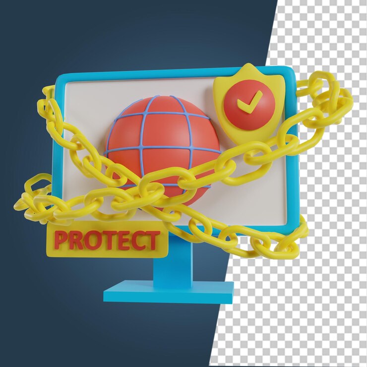 PSD élément d'icône 3d de l'icône de sécurité web internet pour le système internet