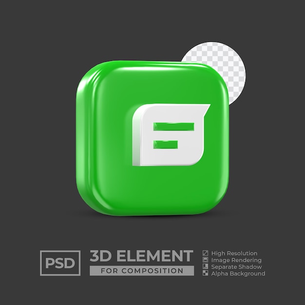 Élément D'icône 3d Médias Sociaux Pour La Composition Psd Premium