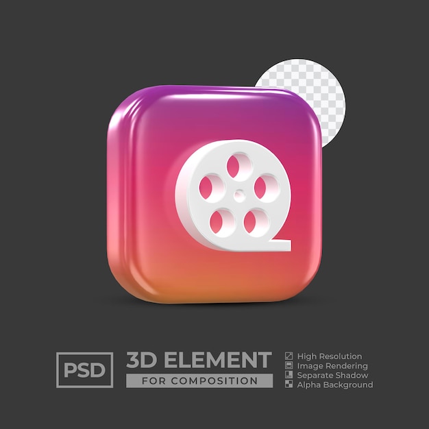 Élément D'icône 3d Médias Sociaux Pour La Composition Psd Premium