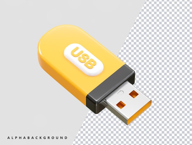 Élément d'illustration de rendu 3D de l'icône de la clé USB Pendrive