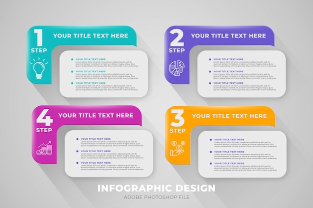 PSD Élément d'infographie étape de conception modèle d'option