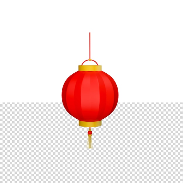 Élément de lanterne chinoise 3D rouge et doré sur fond blanc Png