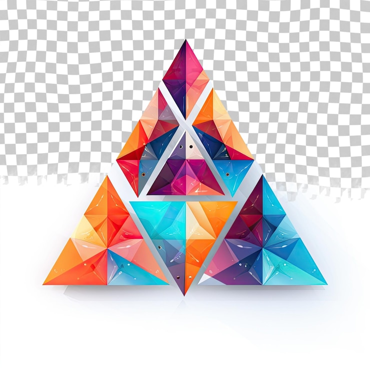 PSD élément de motif de mosaïque de triangle géométrique isolé sur un élément d'identité commerciale universel transparent