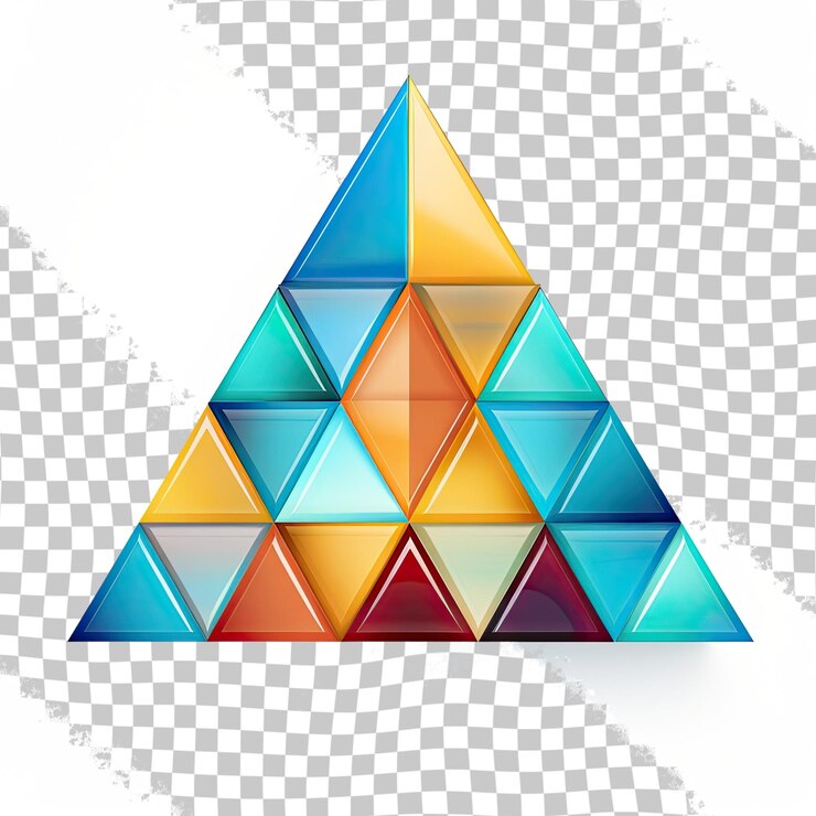 PSD élément de motif de mosaïque de triangle géométrique isolé sur un élément d'identité commerciale universel transparent