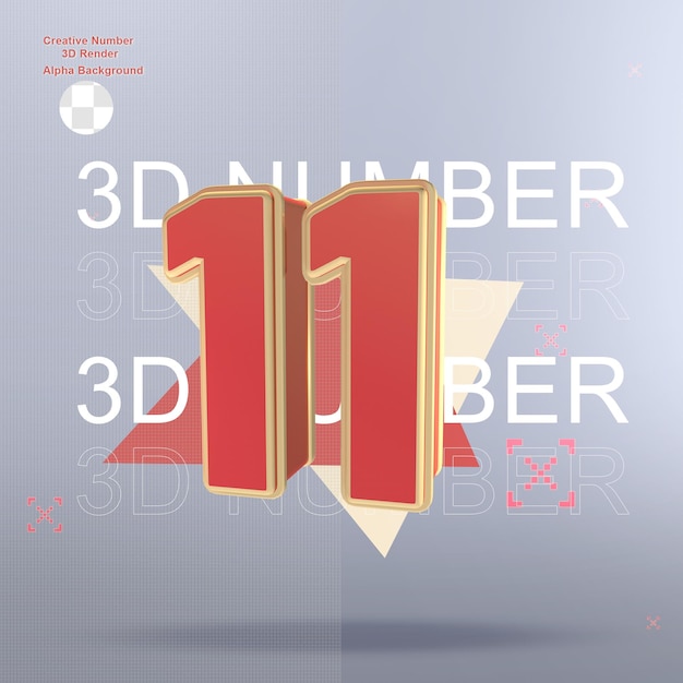 Élément de numéro rouge 3d créatif pour la conception