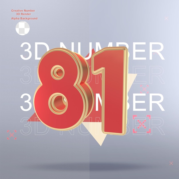Élément de numéro rouge 3d créatif pour la conception