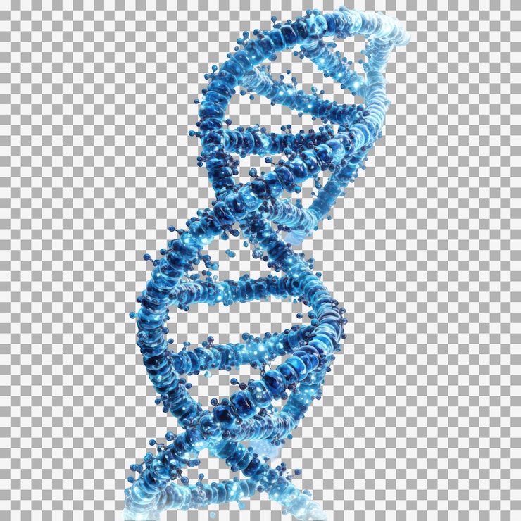 PSD élément de séquence d'hélice d'adn bleu 3d isolé sur fond transparent
