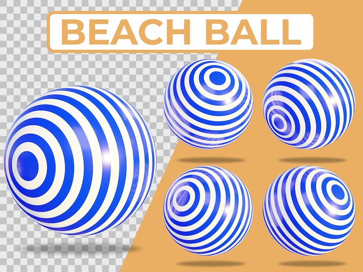 PSD elementi del pallone da spiaggia estivo nel rendering 3d
