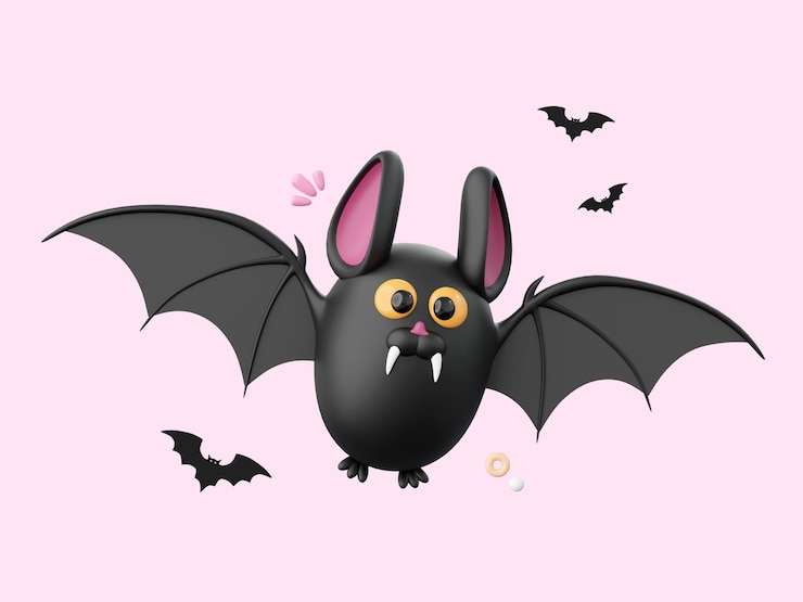 PSD elementi del tema di halloween 3d di un pipistrello carino