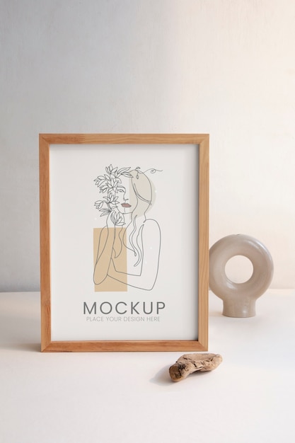 Elementi di arredo per interni con mock-up di cornice