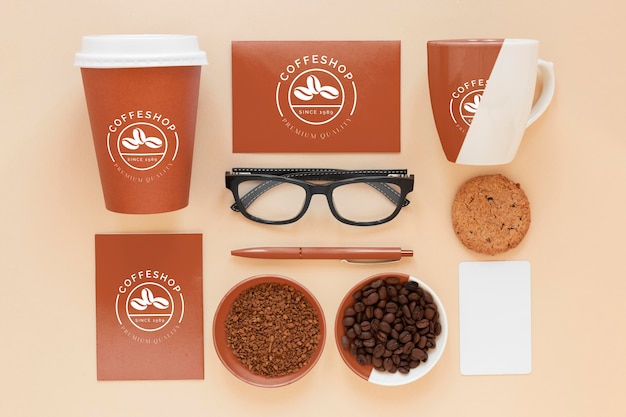 Elementi di branding del caffè laici piatta