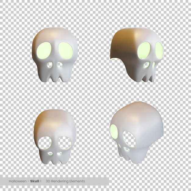 Elementi di rendering 3d del cranio di Halloween