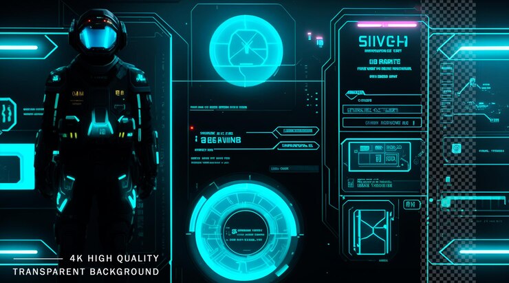 PSD elementi hud di tecnologia astratta su sfondo trasparente