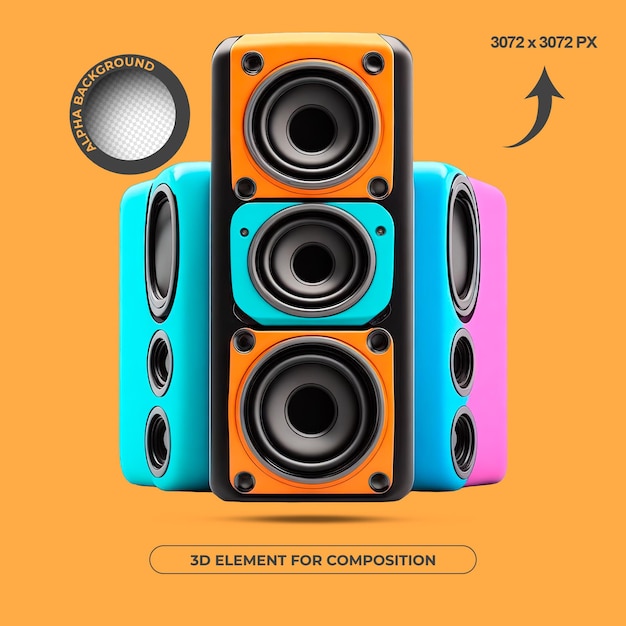 elemento 3d del altavoz para la composición