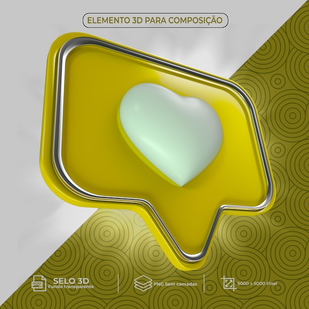 PSD elemento 3d para composicao elemento de composición indicador de conversa balao de conversa