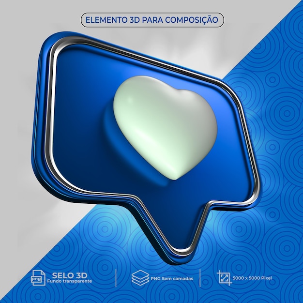 PSD elemento 3d para composicao elemento de composición indicador de conversa balao de conversa