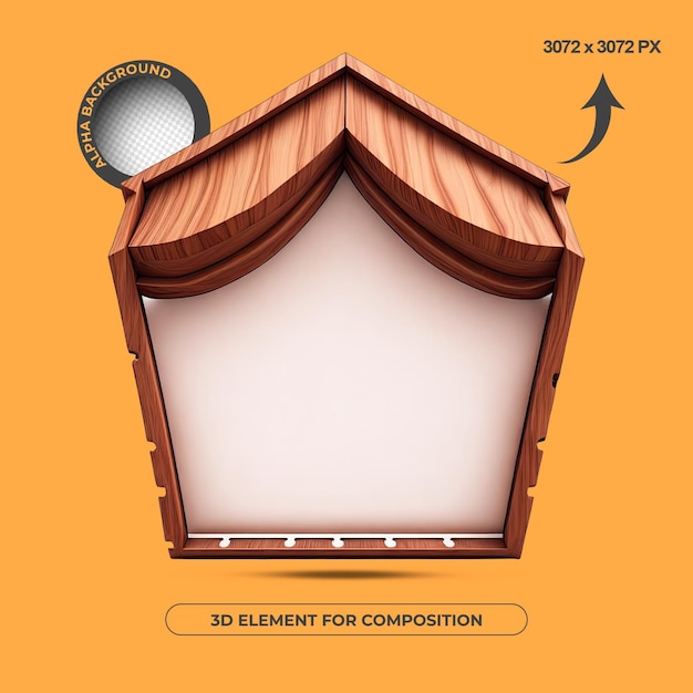 ELEMENTO 3D PARA COMPOSICIÓN de madera de alta calidad base de texto