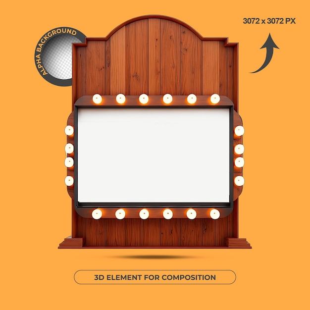 ELEMENTO 3D PARA COMPOSICIÓN de madera de alta calidad base de texto