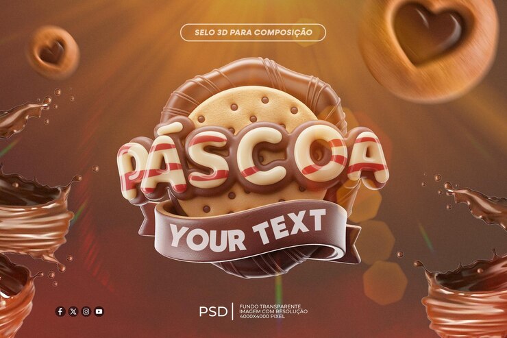 PSD elemento 3d para la composición del tema del día de pascua