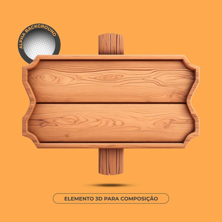 PSD elemento 3d de fundo de texto de madeira para composição