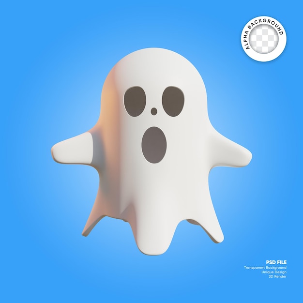 Elemento 3d de halloween fantasma bonito assustador