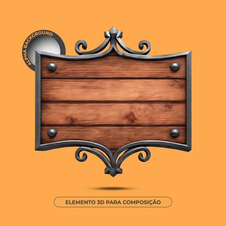 PSD elemento 3d de fondo de texto de madera para composición