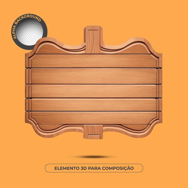 PSD elemento 3d de fondo de texto de madera para composición