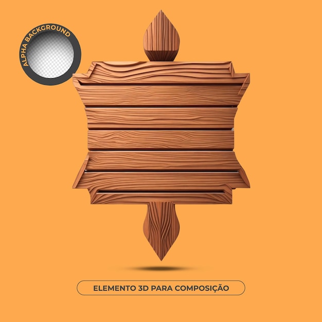 PSD elemento 3d de fondo de texto de madera para composición