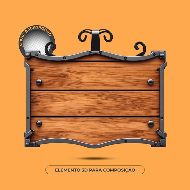 PSD elemento 3d de fondo de texto de madera para composición