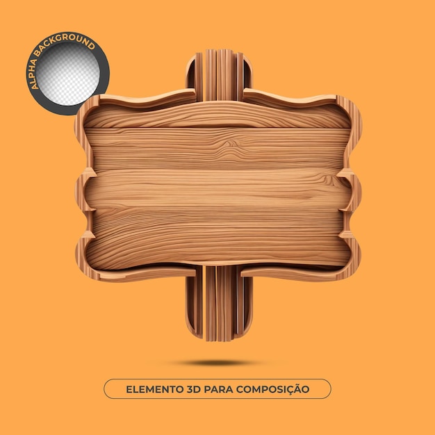 PSD elemento 3d de fondo de texto de madera para composición