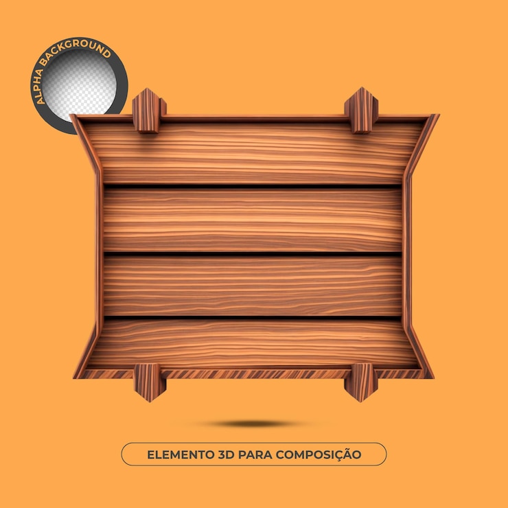 PSD elemento 3d de fondo de texto de madera para composición