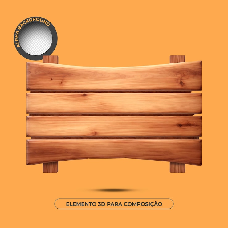 PSD elemento 3d de fondo de texto de madera para composición
