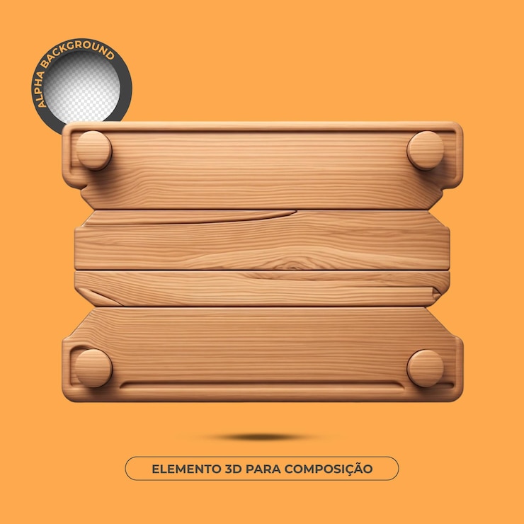 PSD elemento 3d de fondo de texto de madera para composición