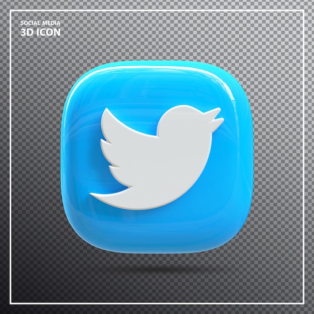 Elemento 3d del logotipo de twitter