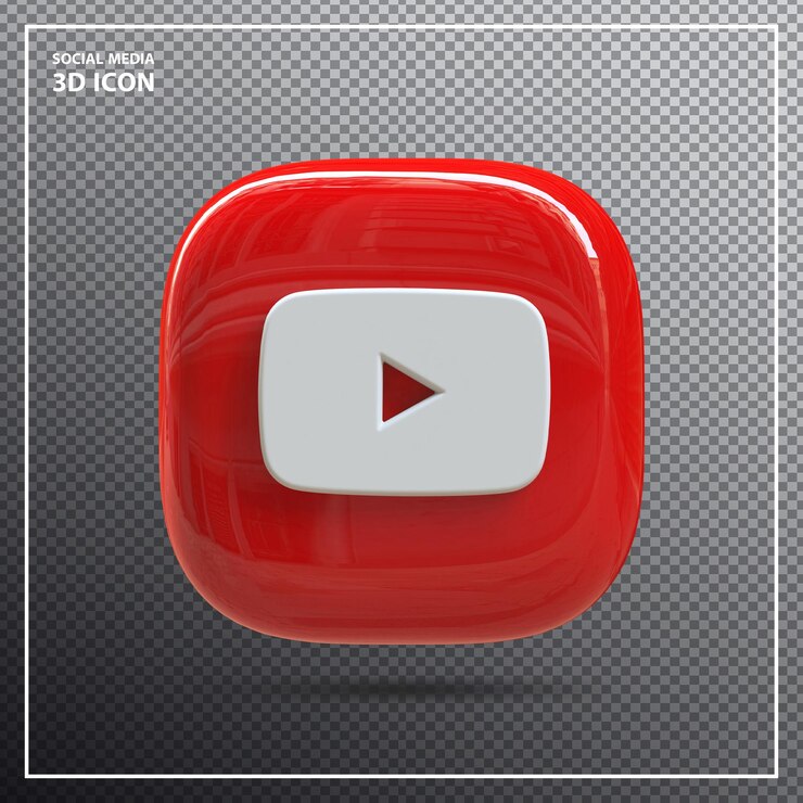 PSD elemento 3d del logotipo de youtube