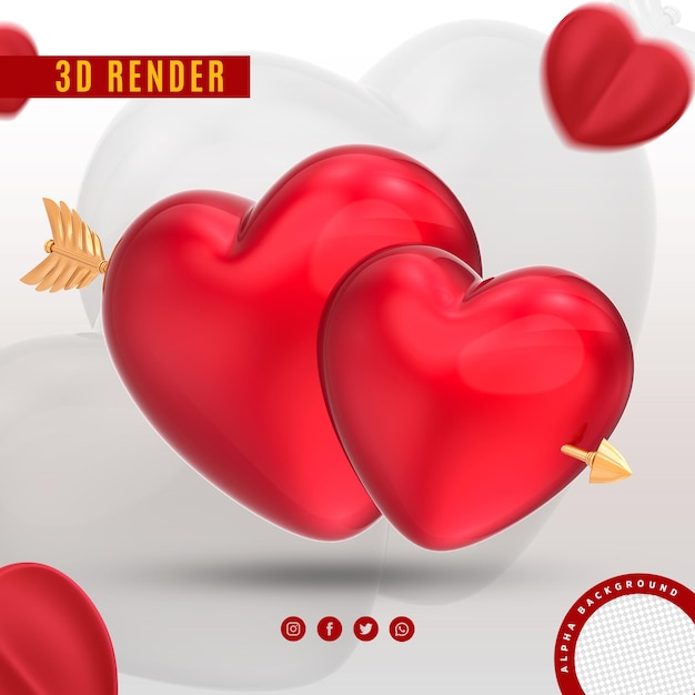 PSD elemento 3d de san valentín para empresas