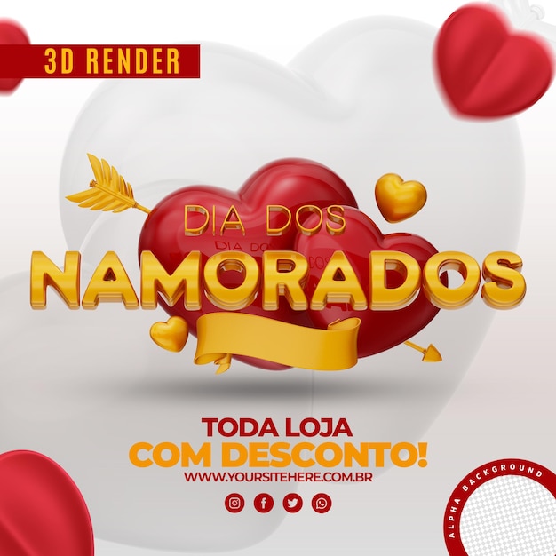 Elemento 3d de san valentín para empresas