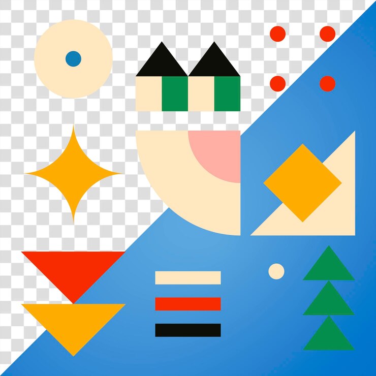 PSD elemento astratto png bauhaus ispirato a flat design set