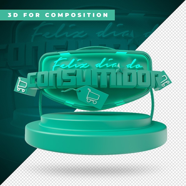 PSD elemento comemorativo do dia do consumidor em 3d para maquiagem